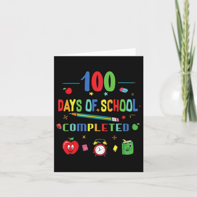 100 Days Of School Teacher And Student 1  Card (Front)