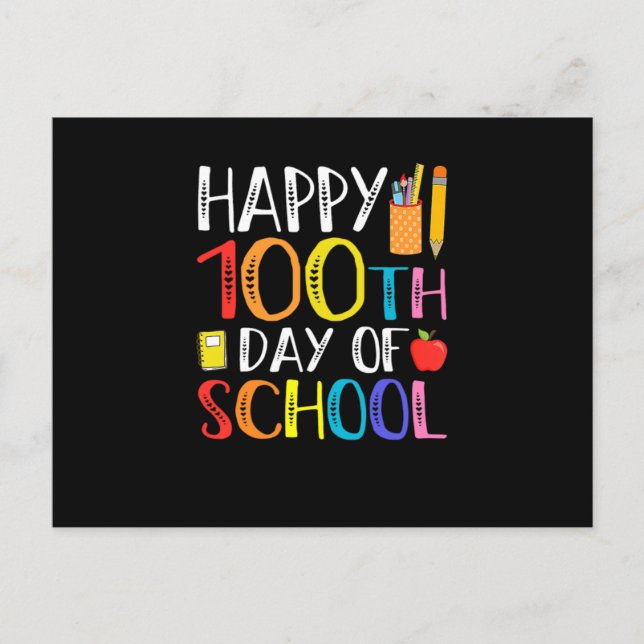 100 Days Of School Teacher And Student.Png Announcement Postcard (Front)