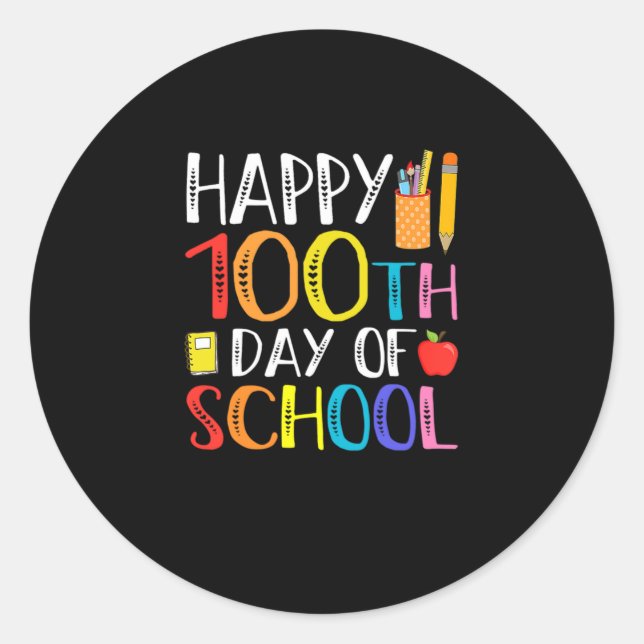 100 Days Of School Teacher And Student.Png Classic Round Sticker (Front)