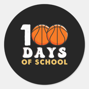 100 Days Of School Teacher Basketball Fun Classic Round Sticker