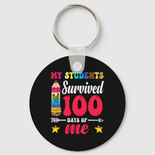 100 Days Of School Teacher Colourful Leopard Penci Key Ring