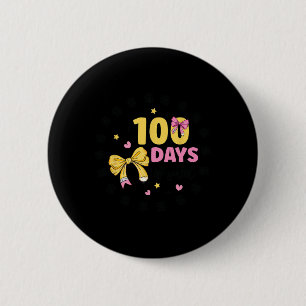 100 Days Of School Teacher Coquette Bow 100th Day 6 Cm Round Badge