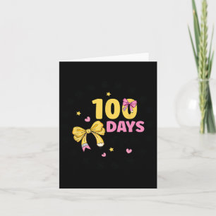 100 Days Of School Teacher Coquette Bow 100th Day  Card