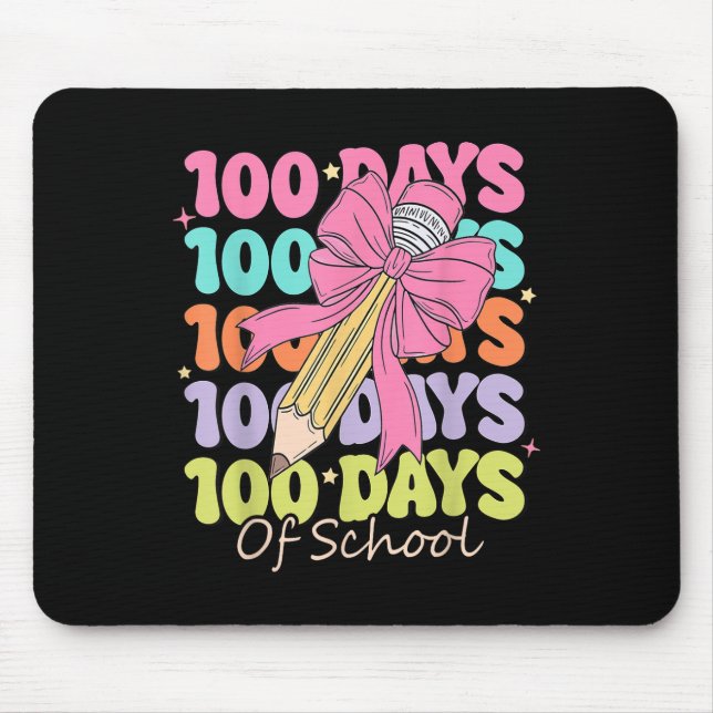 100 Days Of School Teacher Coquette Bow 100th Day Mouse Mat (Front)