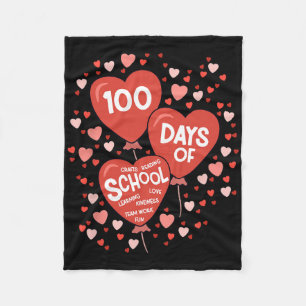 100 Days Of School Teacher Count Hearts Teaching 1 Fleece Blanket