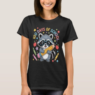 100 Days Of School Teacher Cute Racoon T-Shirt