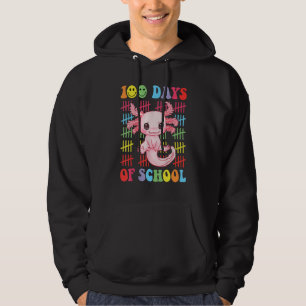 100 Days of School Teacher Happy 100 Days Axolotl  Hoodie