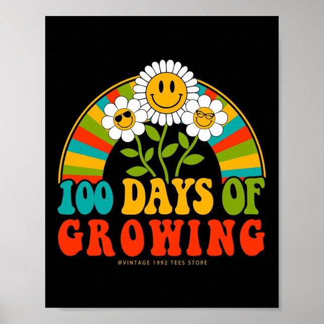 100 Days Of School Teacher Kids 100 Days Of Growin Poster (Front)