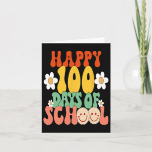 100 Days Of School Teacher Kids Groovy Happy100th  Card