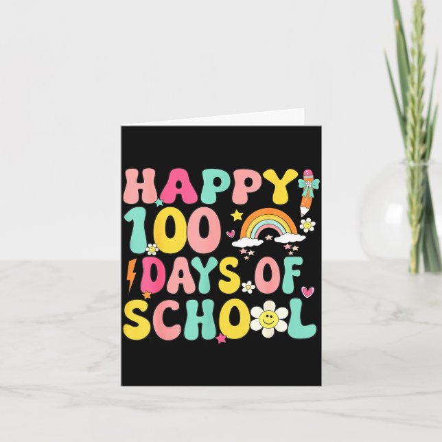 100 Days Of School Teacher Kids Happy 100th Day Of Card (Front)