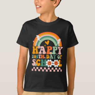 100 Days Of School Teacher Kids Retro Groovy 100th T-Shirt