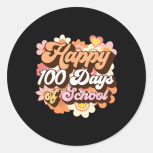 100 Days Of School Teacher Kids Retro Happy 100th Classic Round Sticker