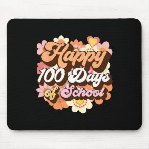 100 Days Of School Teacher Kids Retro Happy 100th Mouse Mat