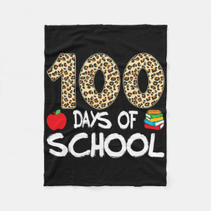 100 Days Of School Teacher Leopard 100th Day Of Sc Fleece Blanket