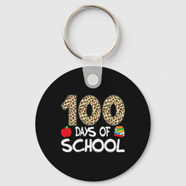 100 Days Of School Teacher Leopard 100th Day Of Sc Key Ring (Front)