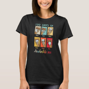 100 Days Of School Teacher Llama Wearing Mask Wron T-Shirt