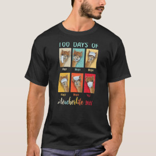 100 Days Of School Teacher Llama Wearing Mask Wron T-Shirt
