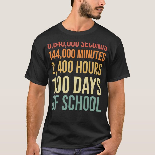 100 Days of School Teacher Outfit 80s Retro Vintag T-Shirt (Front)