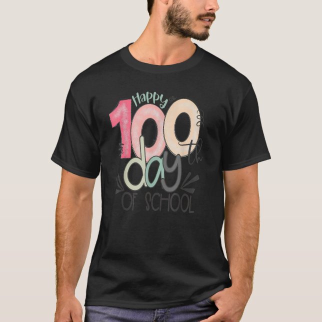 100 Days Of School Teacher Squad Students  Happy 1 T-Shirt (Front)