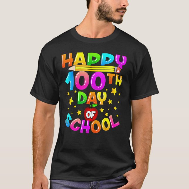 100 Days Of School Teacher Student Happy 100th Day T-Shirt (Front)