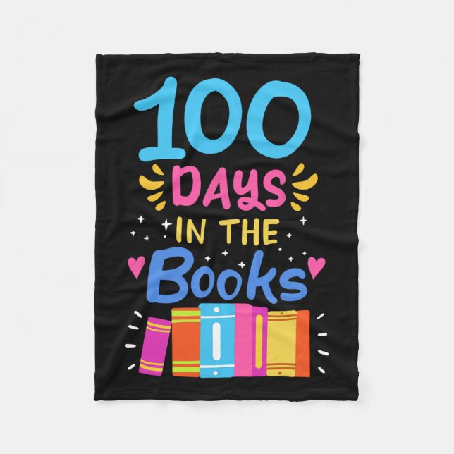 100 Days Of School Teacher Student Reading  Fleece Blanket (Front)