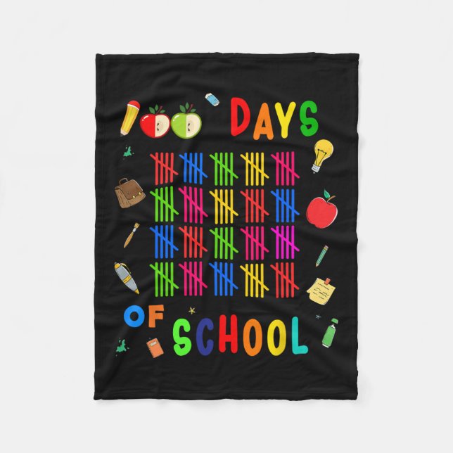 100 Days Of School Teacher Student's First 100 Day Fleece Blanket (Front)