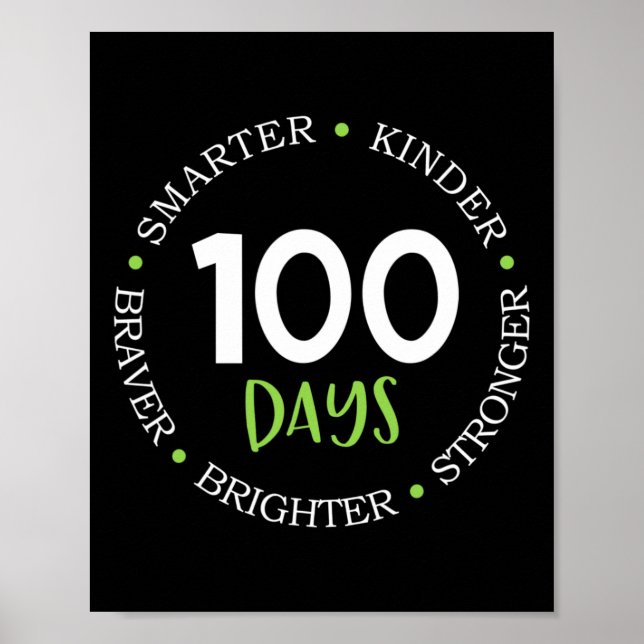 100 Days of School  Teacher Team Kids Growth Minds Poster (Front)