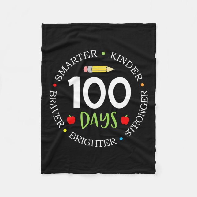 100 Days Of School Teacher Team Kids Growth Mindse Fleece Blanket (Front)