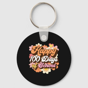 100 Days Of School Teachers Kids Groovy 100th Day Key Ring