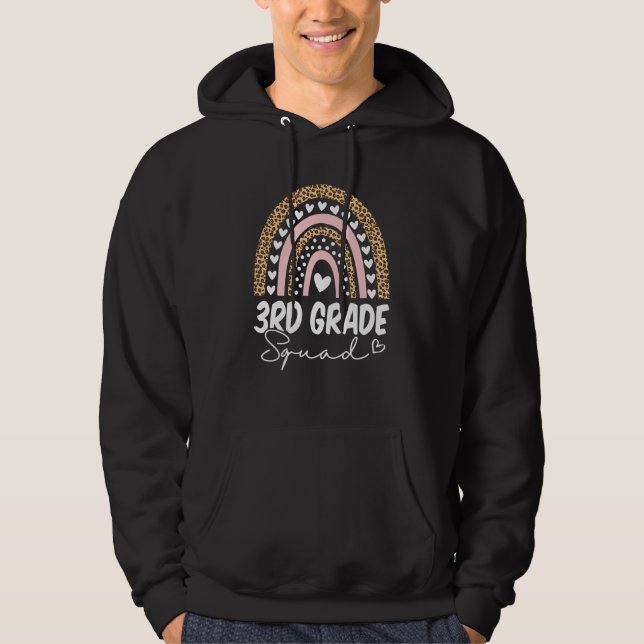 100 Days Of School Team Third 3rd Grade Squad Rain Hoodie (Front)