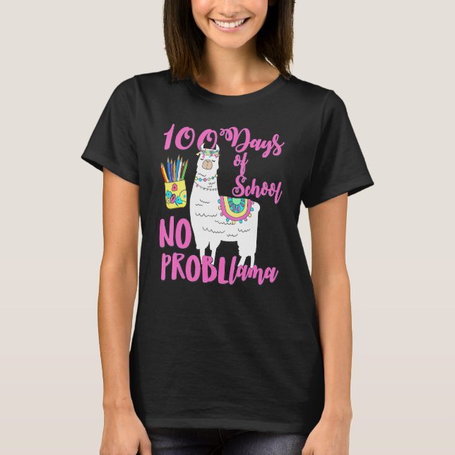 100 Days Of School Tees No Probllama Llama 100th D (Front)