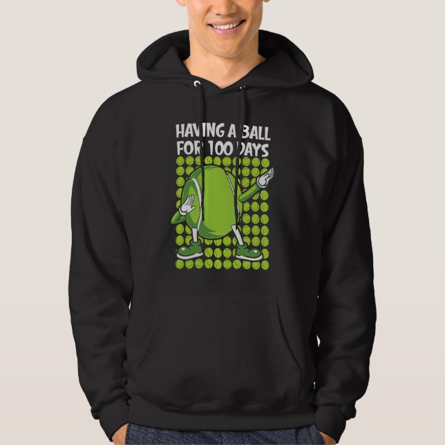 100 Days Of School Tennis 100th Day Balls For Boys Hoodie (Front)