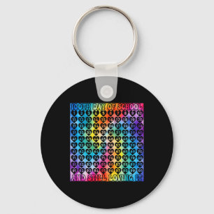 100 Days Of School Tie Dye Hearts Numbers 100 Day Key Ring