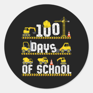 100 Days Of School Toddler Boy Construction Vehicl Classic Round Sticker
