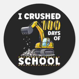 100 Days Of School Toddler Boy Construction Vehicl Classic Round Sticker
