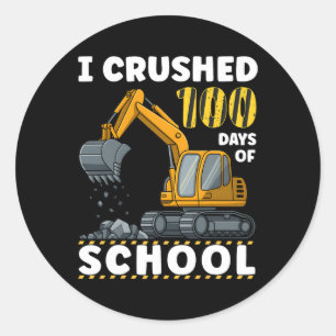 100 Days Of School Toddler Boy Construction Vehicl Classic Round Sticker
