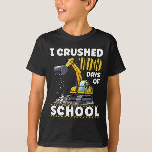 100 Days Of School Toddler Boy Construction Vehicl T-Shirt