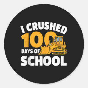 100 Days Of School Toddler Boys Construction Vehic Classic Round Sticker