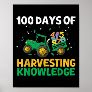 100 Days Of School Tractor Farming 100th Day Poster