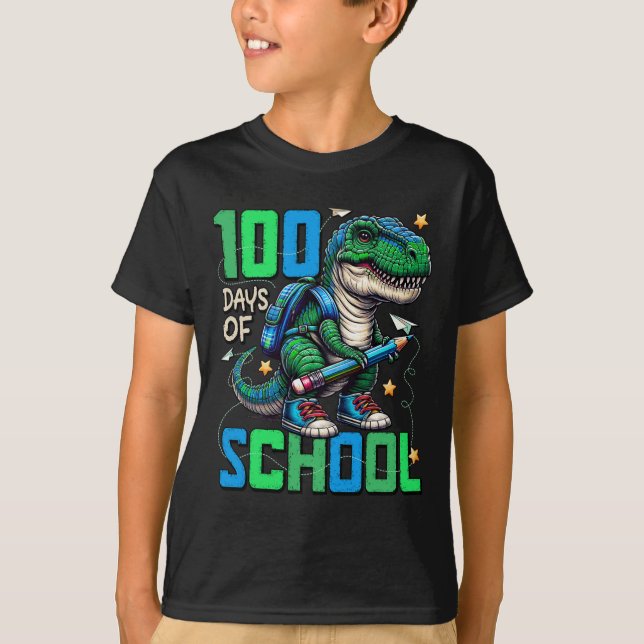 100 Days Of School Trex 100 Days Smarter 100th Day T-Shirt (Front)