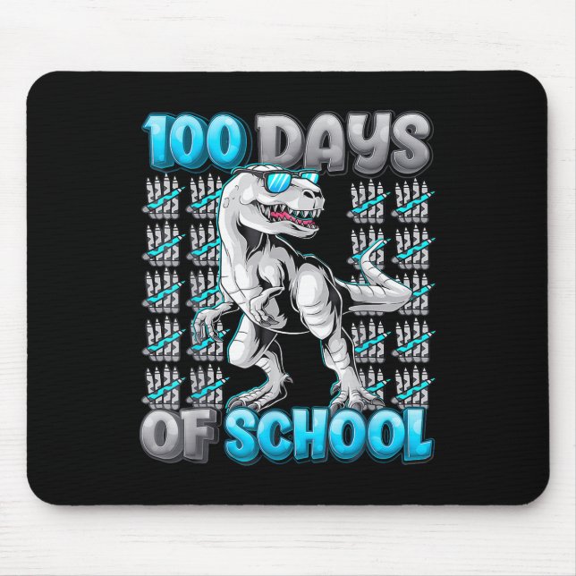 100 Days Of School Trex 100 Days Smarter 100th Mouse Mat (Front)