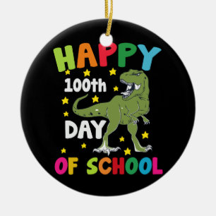 100 Days Of School Trex 100th Day of School  Ceramic Tree Decoration
