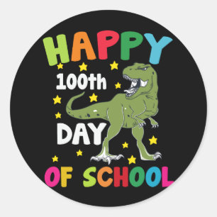 100 Days Of School Trex 100th Day of School Classic Round Sticker