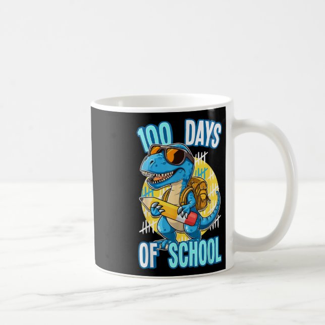100 Days Of School Trex 100th Day Of School Dino Coffee Mug (Right)
