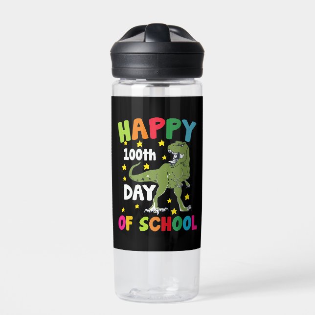 100 Days Of School Trex 100th Day of School  Water Bottle (Front)