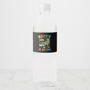 100 Days Of School Trex 100th Day of School Water Bottle Label