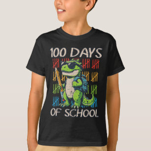 100 Days Of School Trex Dino 100th Day Boys Kids T-Shirt