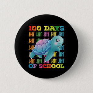 100 Days Of School Turtle Teacher Student 6 Cm Round Badge