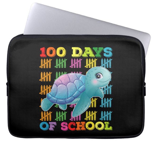 100 Days Of School Turtle Teacher Student Laptop Sleeve (Front)