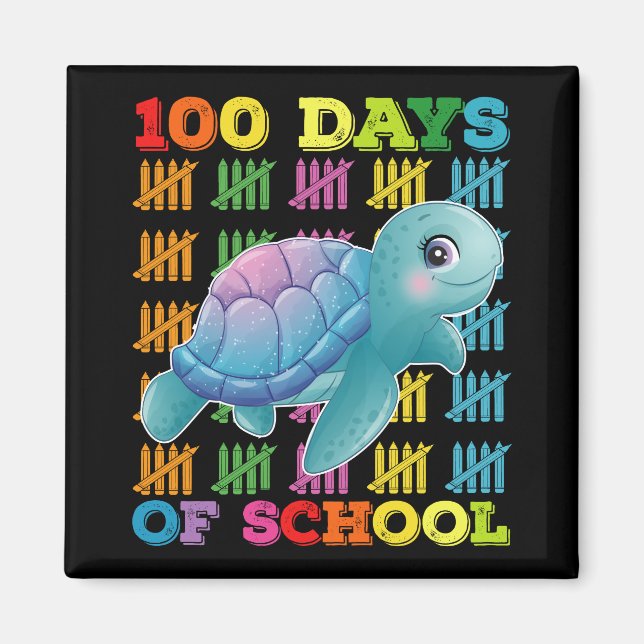 100 Days Of School Turtle Teacher Student Magnet (Front)